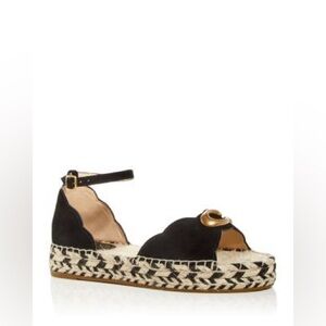 Coach Black Leather Espadrille Sandals with Signature 'C'